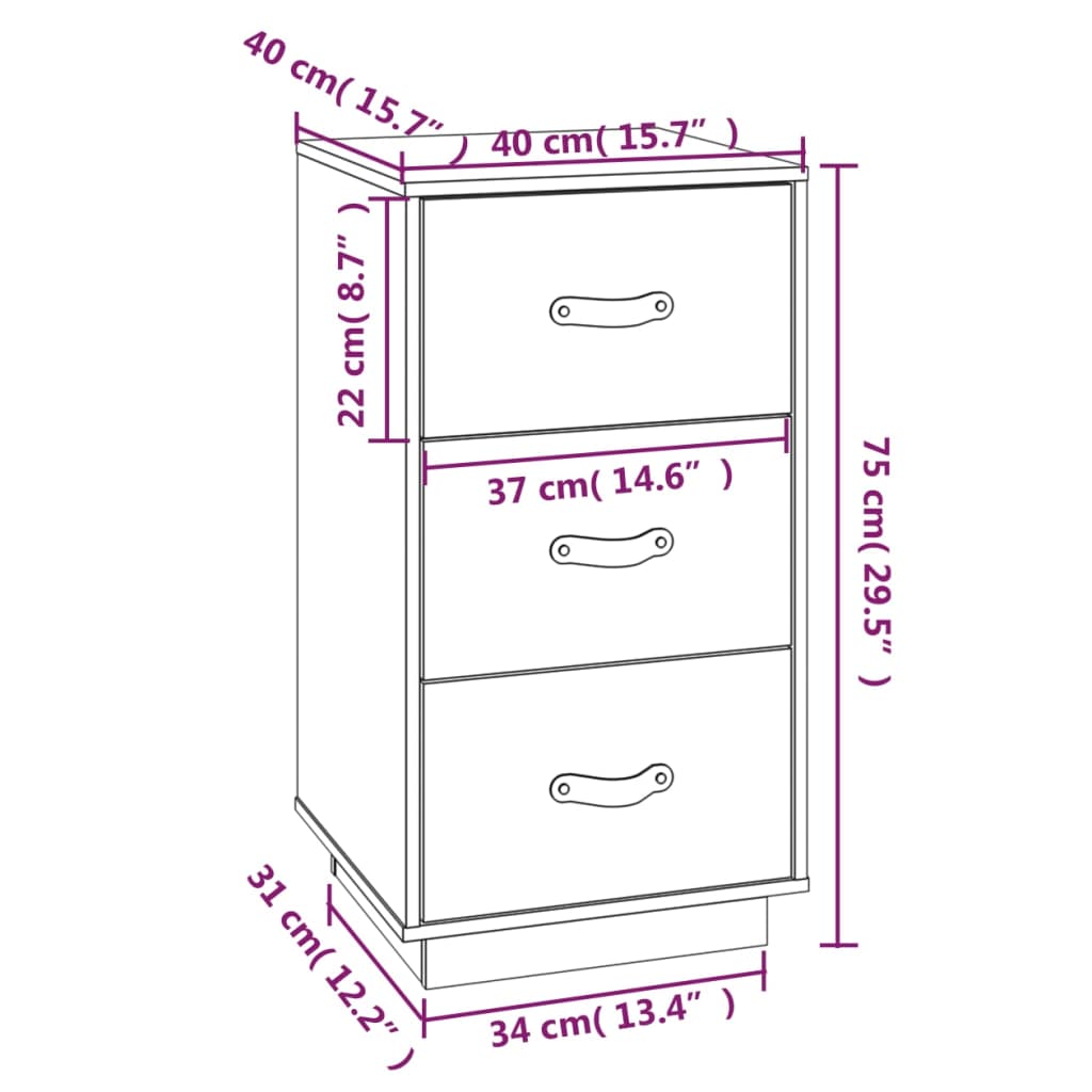 Bedside Cabinets 2 pcs Honey Brown 40x40x75 cm Solid Wood Pine