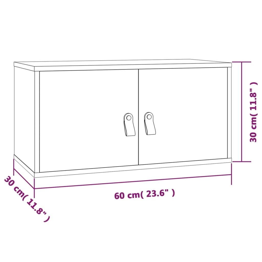 Wall Cabinets 2 pcs Grey 60x30x30 cm Solid Wood Pine
