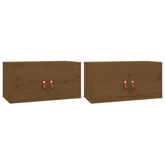 Wall Cabinets 2 pcs Honey Brown 60x30x30 cm Solid Wood Pine Wall Cabinets 2 pcs Honey Brown 60x30x30 cm Solid Wood Pine