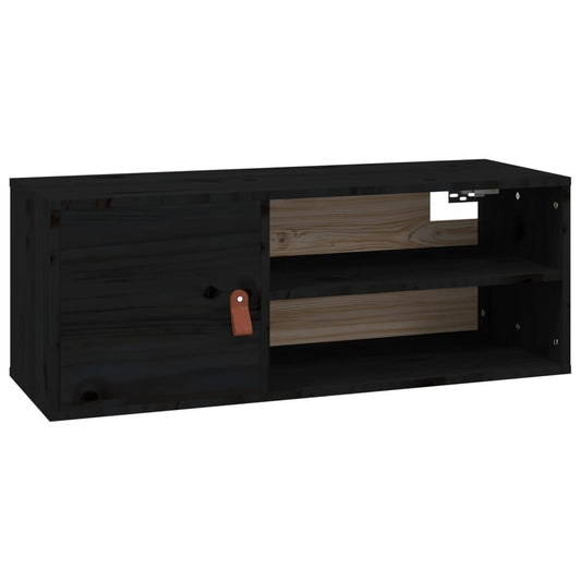 Wall Cabinet Black 80x30x30 cm Solid Wood Pine Wall Cabinet Black 80x30x30 cm Solid Wood Pine