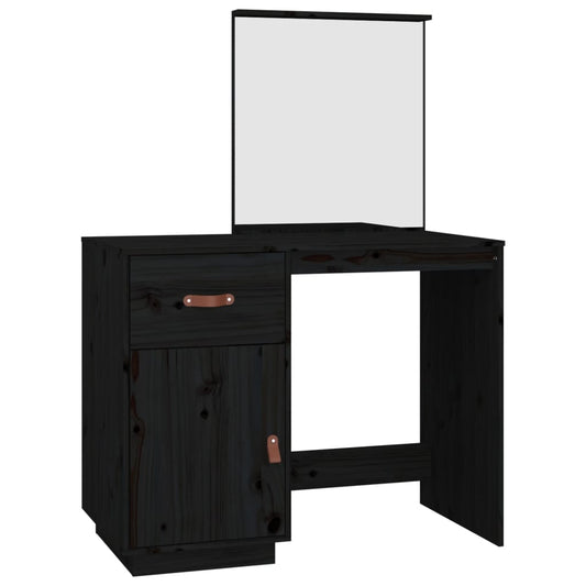 Dressing Table Black 95x50x134 cm Solid Wood Pine Dressing Table Black 95x50x134 cm Solid Wood Pine