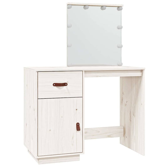 Dressing Table with LED White 95x50x133.5 cm Solid Wood Pine Dressing Table with LED White 95x50x133.5 cm Solid Wood Pine