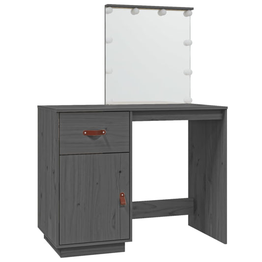 Dressing Table with LED Grey 95x50x133.5 cm Solid Wood Pine Dressing Table with LED Grey 95x50x133.5 cm Solid Wood Pine
