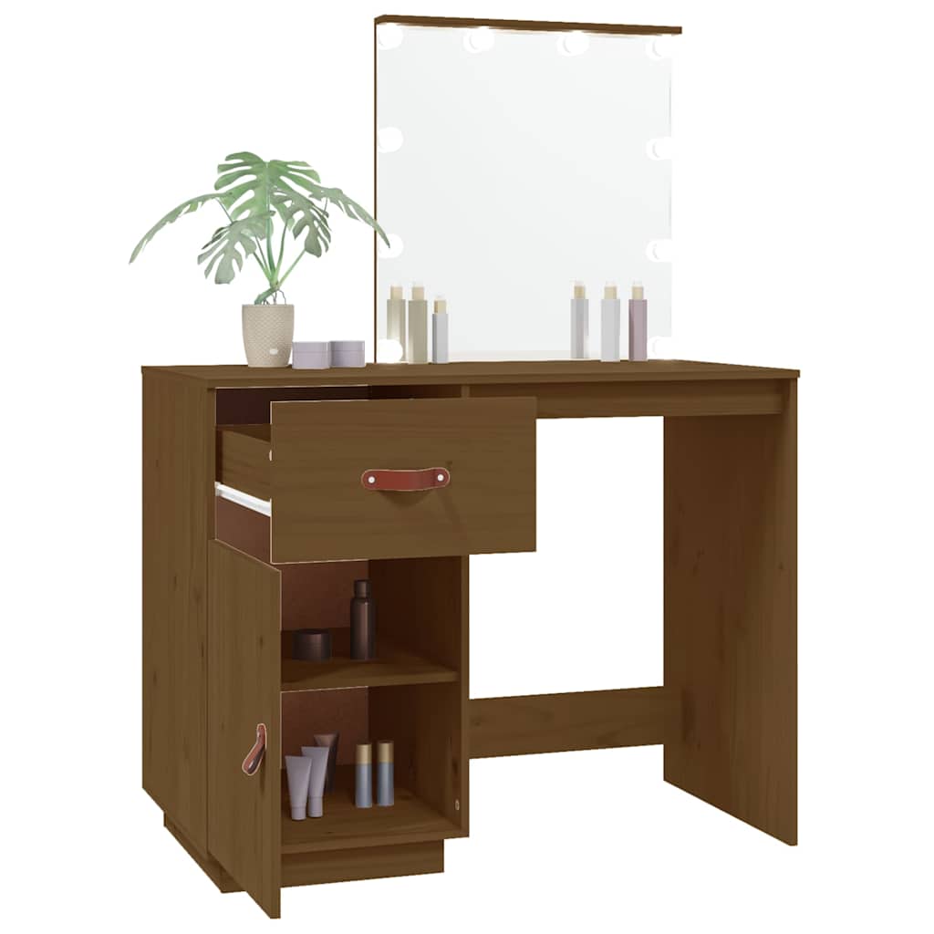 Dressing Table with LED Honey Brown 95x50x133.5 cm