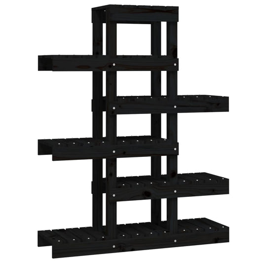 Plant Stand Black 85x25x109.5 cm Solid Wood Pine Plant Stand Black 85x25x109.5 cm Solid Wood Pine