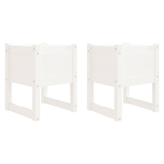 Planters 2 pcs White 40x40x52.5 cm Solid Wood Pine Planters 2 pcs White 40x40x52.5 cm Solid Wood Pine