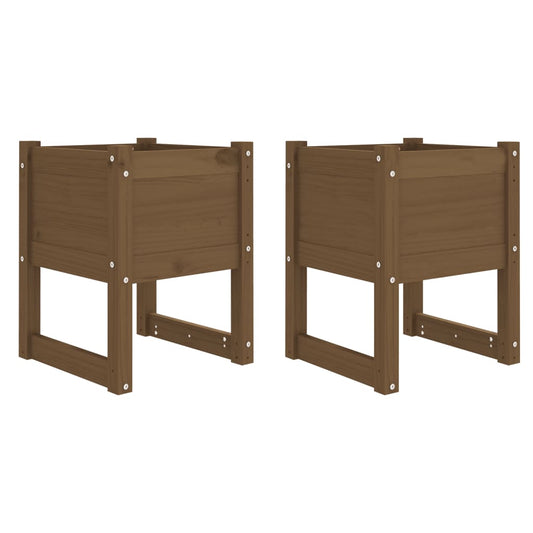 Planters 2 pcs Honey Brown 40x40x52.5 cm Solid Wood Pine Planters 2 pcs Honey Brown 40x40x52.5 cm Solid Wood Pine