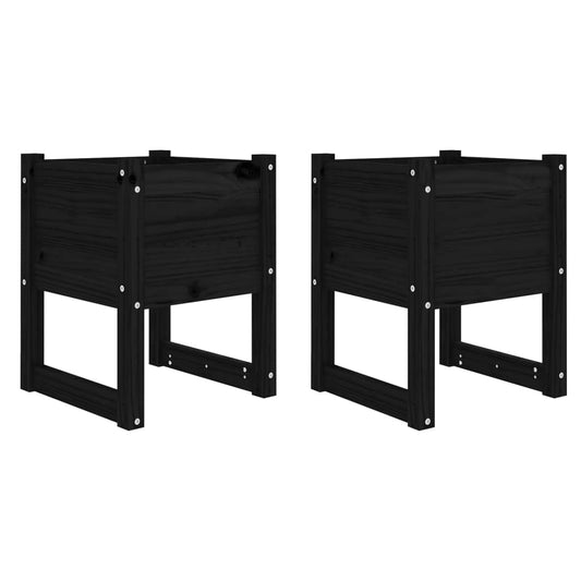 Planters 2 pcs Black 40x40x52.5 cm Solid Wood Pine Planters 2 pcs Black 40x40x52.5 cm Solid Wood Pine