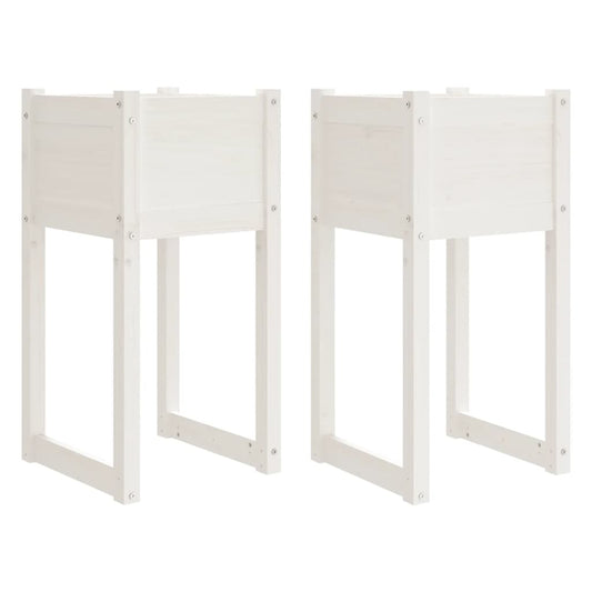 Planters 2 pcs White 40x40x81 cm Solid Wood Pine Planters 2 pcs White 40x40x81 cm Solid Wood Pine