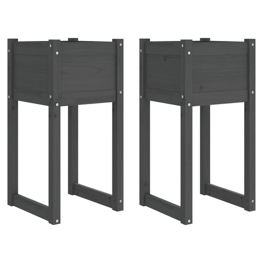 Planters 2 pcs Grey 40x40x81 cm Solid Wood Pine Planters 2 pcs Grey 40x40x81 cm Solid Wood Pine