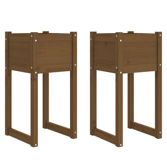 Planters 2 pcs Honey Brown 40x40x81 cm Solid Wood Pine Planters 2 pcs Honey Brown 40x40x81 cm Solid Wood Pine