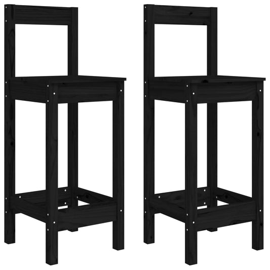 Bar Chairs 2 pcs Black 40x41,5x112 cm Solid Wood Pine Bar Chairs 2 pcs Black 40x41,5x112 cm Solid Wood Pine