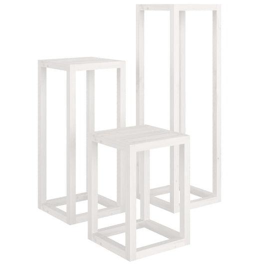 3 Piece Plant Stand Set White Solid Wood Pine 3 Piece Plant Stand Set White Solid Wood Pine