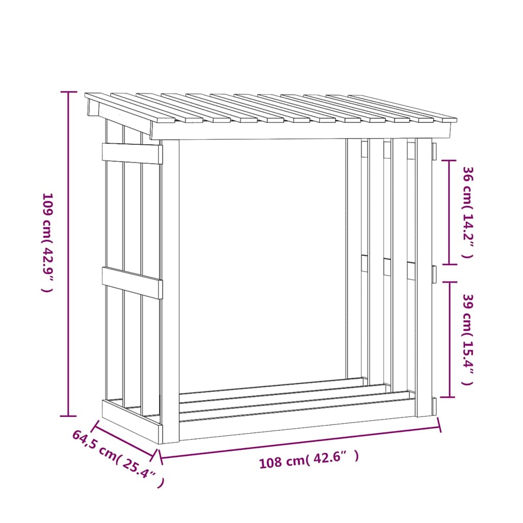 Firewood Rack White 108x64,5x109 cm Solid Wood Pine