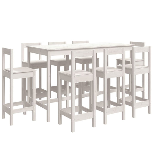 9 Piece Bar Set White Solid Wood Pine 9 Piece Bar Set White Solid Wood Pine