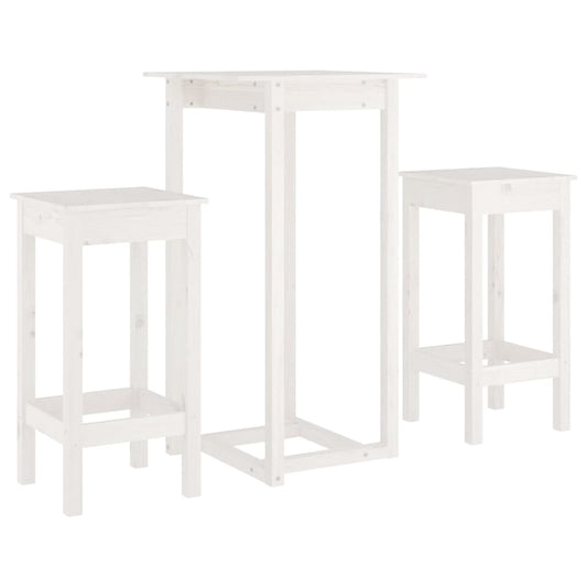 3 Piece Bar Set White Solid Wood Pine 3 Piece Bar Set White Solid Wood Pine