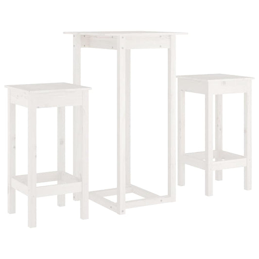 3 Piece Bar Set White Solid Wood Pine 3 Piece Bar Set White Solid Wood Pine