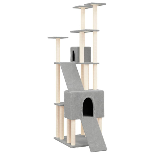 Cat Tree with Sisal Scratching Posts Light Grey 190 cm Cat Tree with Sisal Scratching Posts Light Grey 190 cm