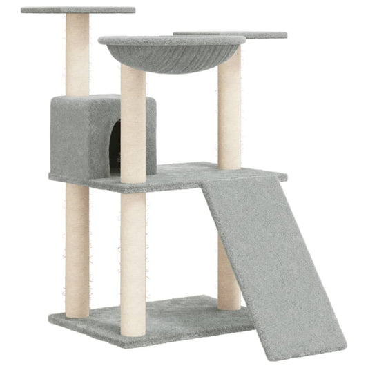 Cat Tree with Sisal Scratching Posts Light Grey 83 cm Cat Tree with Sisal Scratching Posts Light Grey 83 cm