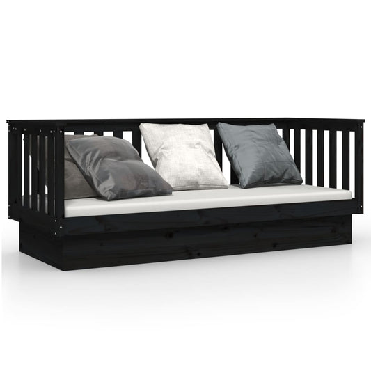 Day Bed without Mattress Black 75x190 cm Small Single Solid Wood Pine Day Bed without Mattress Black 75x190 cm Small Single Solid Wood Pine