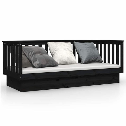 Day Bed without Mattress Black 75x190 cm Solid Wood Pine Day Bed without Mattress Black 75x190 cm Solid Wood Pine