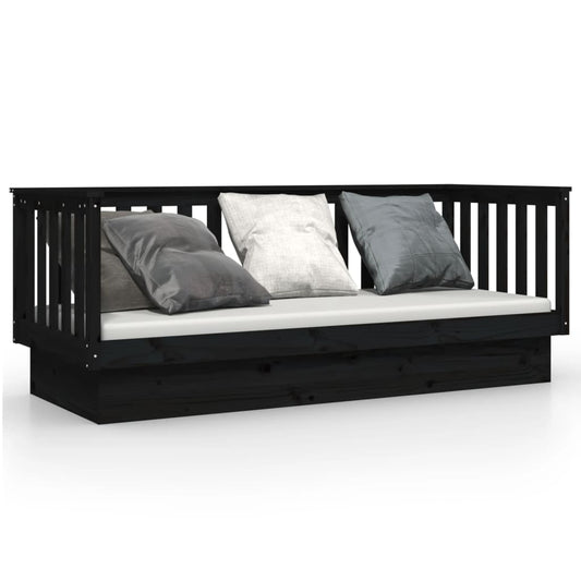 Day Bed without Mattress Black 90x190 cm Single Solid Wood Pine Day Bed without Mattress Black 90x190 cm Single Solid Wood Pine
