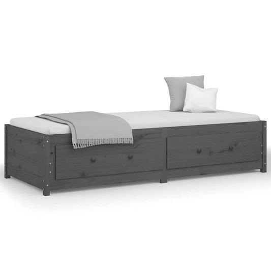 Day Bed without Mattress Grey 90x200 cm Solid Wood Pine Day Bed without Mattress Grey 90x200 cm Solid Wood Pine