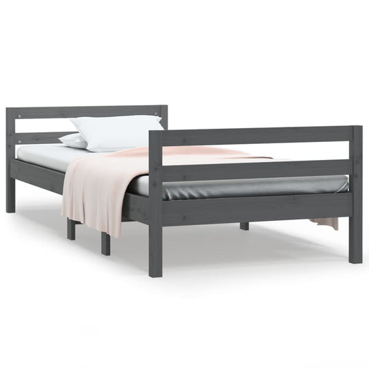 Bed Frame without Mattress Grey 90x200 cm Solid Wood Pine Bed Frame without Mattress Grey 90x200 cm Solid Wood Pine
