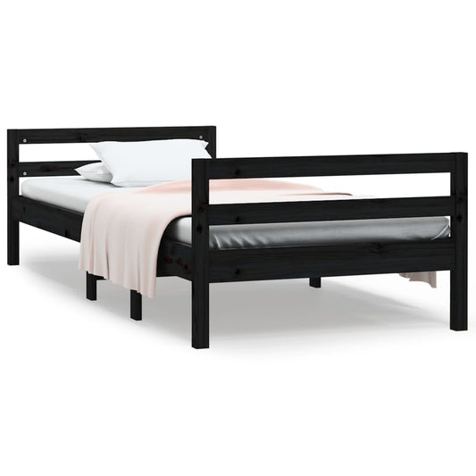 Bed Frame without Mattress Black 75x190 cm Small Single Solid Wood Pine Bed Frame without Mattress Black 75x190 cm Small Single Solid Wood Pine