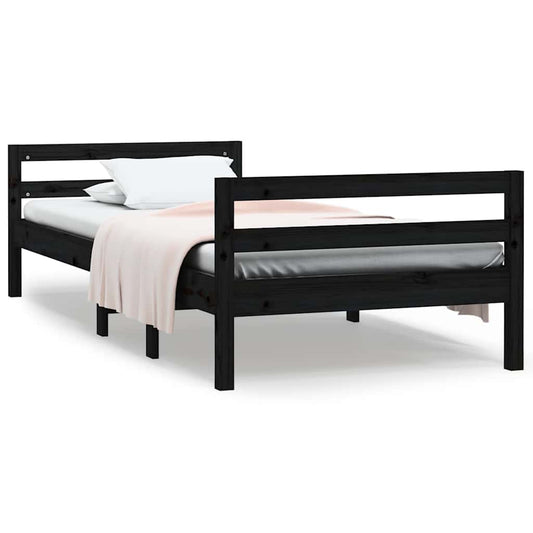 Bed Frame without Mattress Black 75x190 cm Solid Wood Pine Bed Frame without Mattress Black 75x190 cm Solid Wood Pine