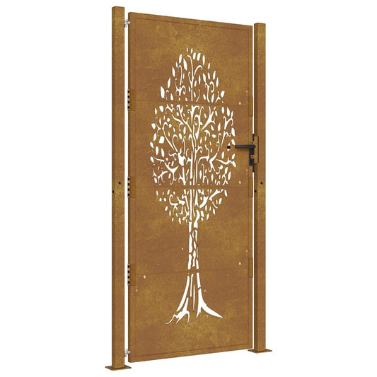 Garden Gate 100x175 cm Corten Steel Tree Design Garden Gate 100x175 cm Corten Steel Tree Design