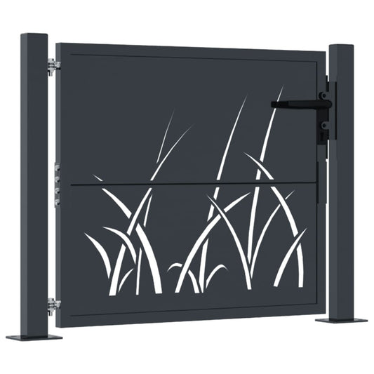 Garden Gate Anthracite 100x75 cm Steel Grass Design Garden Gate Anthracite 100x75 cm Steel Grass Design