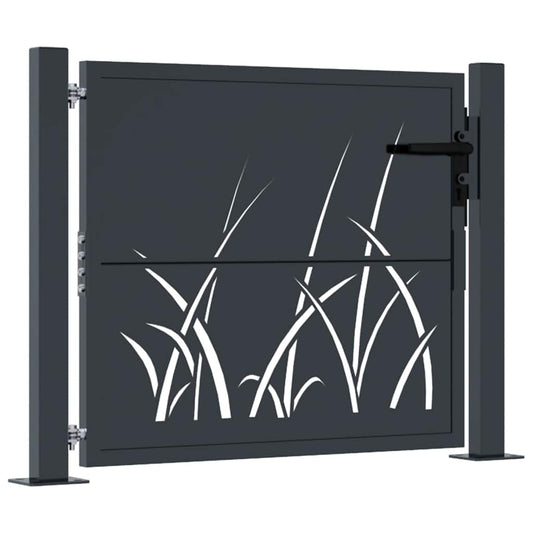 Garden Gate Anthracite 100x100 cm Steel Grass Design Garden Gate Anthracite 100x100 cm Steel Grass Design