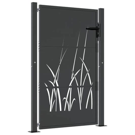 Garden Gate Anthracite 100x125 cm Steel Grass Design Garden Gate Anthracite 100x125 cm Steel Grass Design