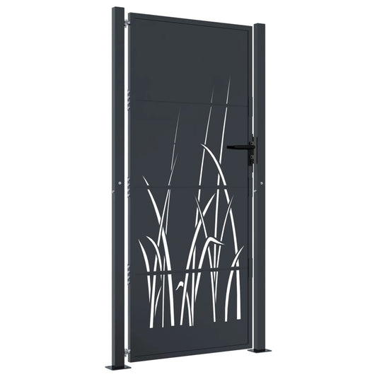 Garden Gate Anthracite 100x200 cm Steel Grass Design Garden Gate Anthracite 100x200 cm Steel Grass Design