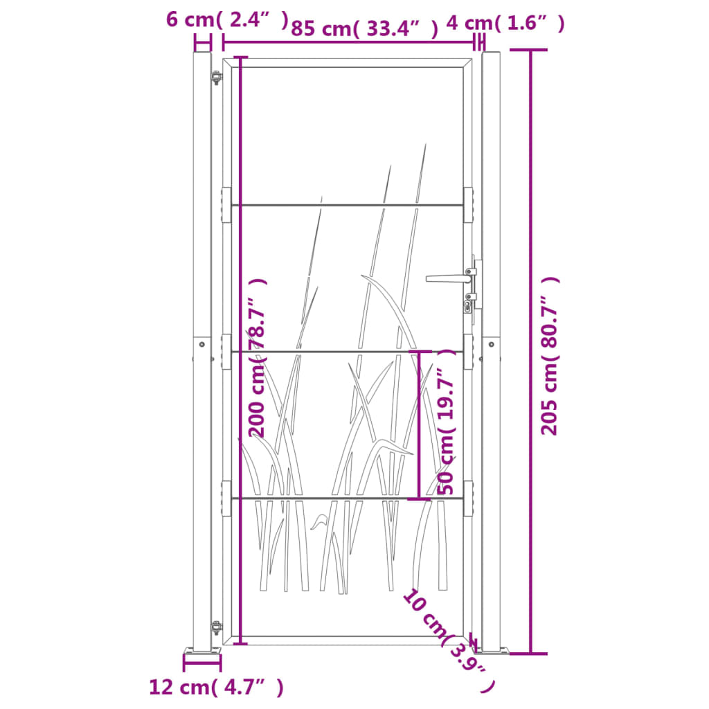 Garden Gate Anthracite 100x200 cm Steel Grass Design
