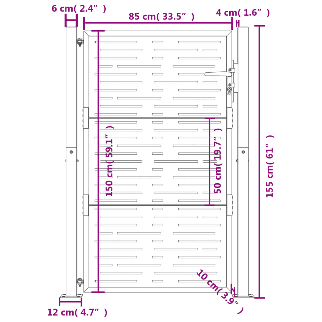 Garden Gate Anthracite 100x150 cm Steel Square Design