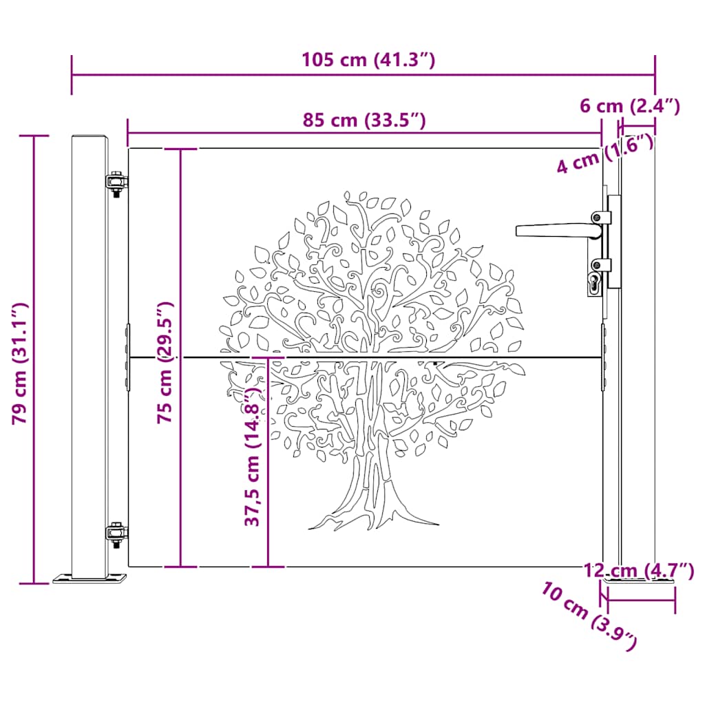 Garden Gate 100x75 cm Corten Steel Tree Design