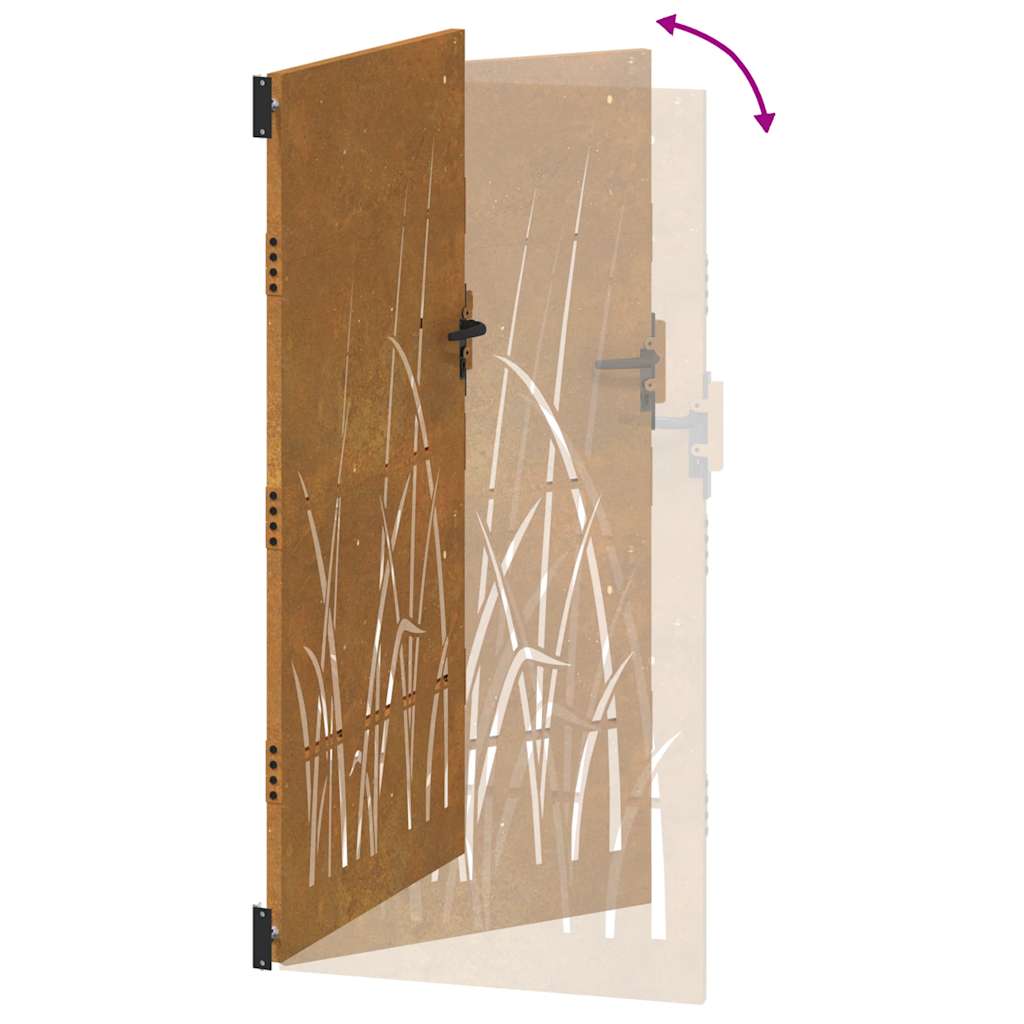 Garden Gate 100x200 cm Corten Steel Grass Design