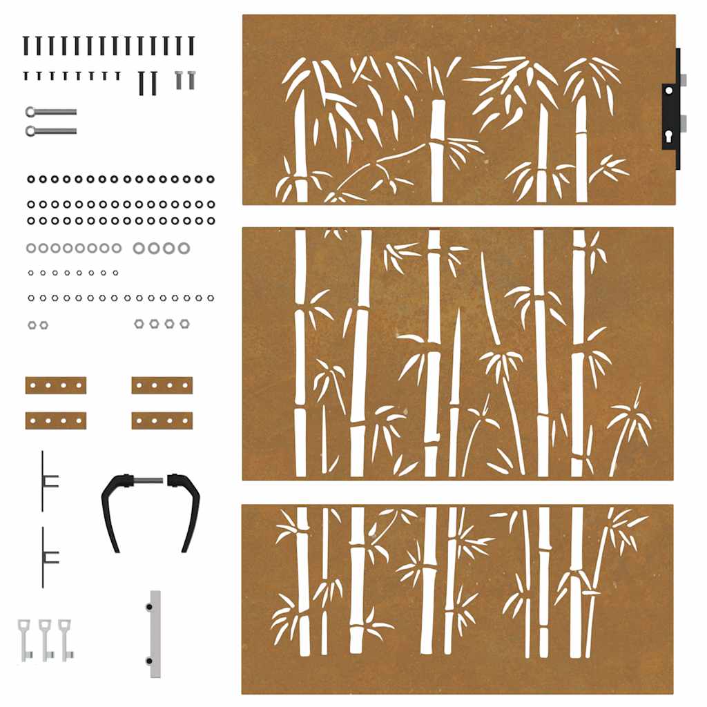 Garden Gate 85x125 cm Corten Steel Bamboo Design