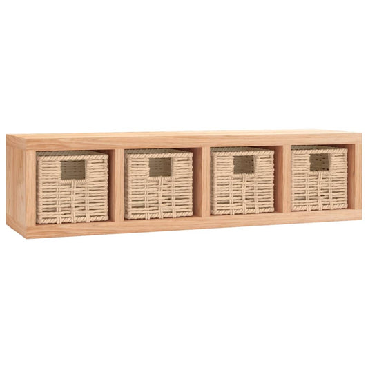 Wall Shelf with Baskets 62x18x16 cm Solid Wood Walnut Wall Shelf with Baskets 62x18x16 cm Solid Wood Walnut