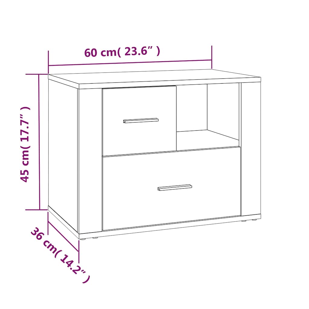 Bedside Cabinet White 60x36x45 cm Engineered Wood