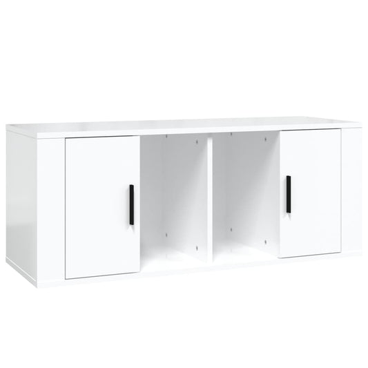 TV Cabinet High Gloss White 100x35x40 cm Engineered Wood TV Cabinet High Gloss White 100x35x40 cm Engineered Wood