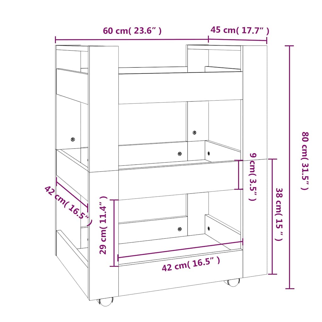 Kitchen Trolley Sonoma Oak 60x45x80 cm Engineered Wood