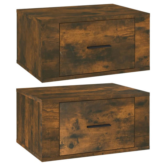 Wall-mounted Bedside Cabinets 2 pcs Smoked Oak 50x36x25 cm Wall-mounted Bedside Cabinets 2 pcs Smoked Oak 50x36x25 cm