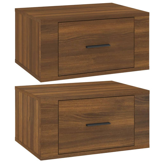 Wall-mounted Bedside Cabinets 2 pcs Brown Oak 50x36x25 cm Wall-mounted Bedside Cabinets 2 pcs Brown Oak 50x36x25 cm