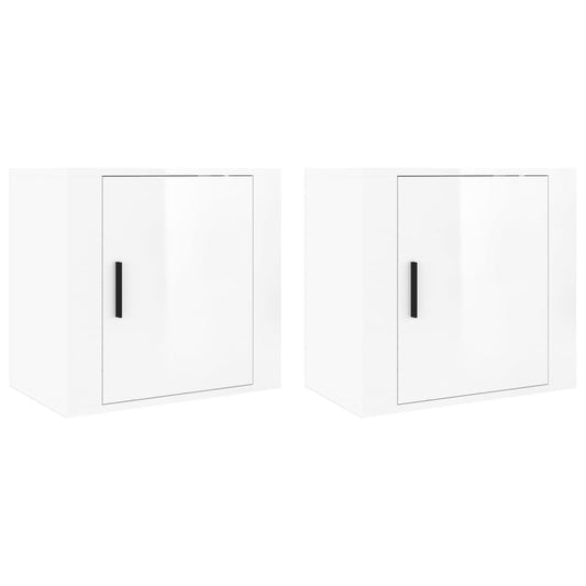 Wall-mounted Bedside Cabinets 2 pcs High Gloss White 50x30x47cm Wall-mounted Bedside Cabinets 2 pcs High Gloss White 50x30x47cm