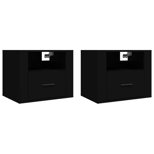 Wall-mounted Bedside Cabinets 2 pcs Black 50x36x40 cm Wall-mounted Bedside Cabinets 2 pcs Black 50x36x40 cm