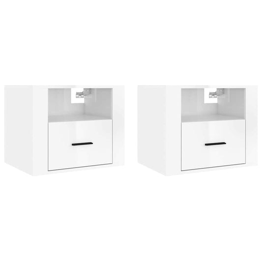 Wall-mounted Bedside Cabinets 2 pcs High Gloss White 50x36x40cm Wall-mounted Bedside Cabinets 2 pcs High Gloss White 50x36x40cm
