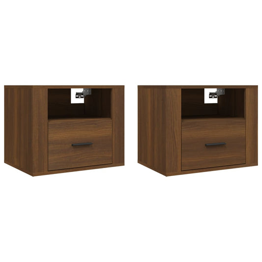Wall-mounted Bedside Cabinets 2 pcs Brown Oak 50x36x40 cm Wall-mounted Bedside Cabinets 2 pcs Brown Oak 50x36x40 cm